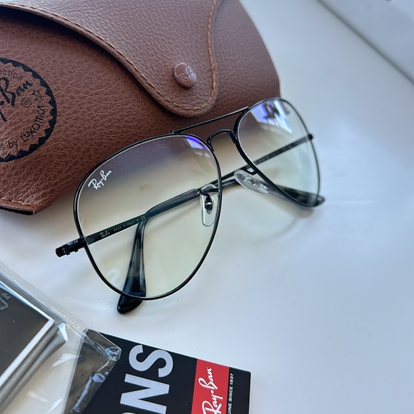 Ray-Ban Aviator Metal Ii 3689 Sunglasses - 9148BF Black Clear/blue Light Filter - Picture 4 of 8